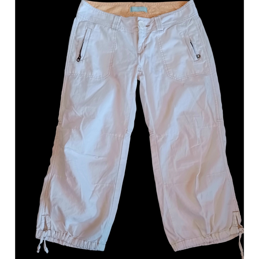 Vintage Y2K Aeropostale White Low Rise Crop Cargo Utility Pants Small 5/6